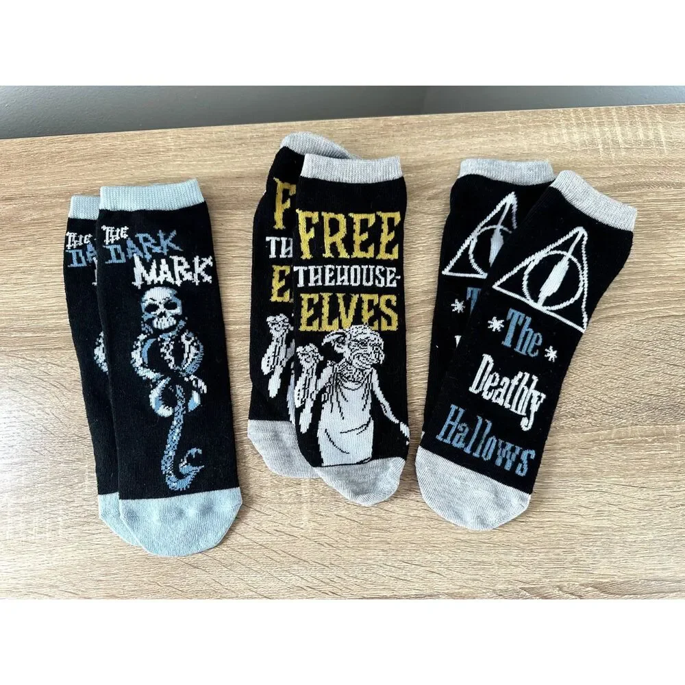 Harry Potter Junior/Women's Deathly Hallows Dobby Hedwig Pack of 6 Ankle Socks